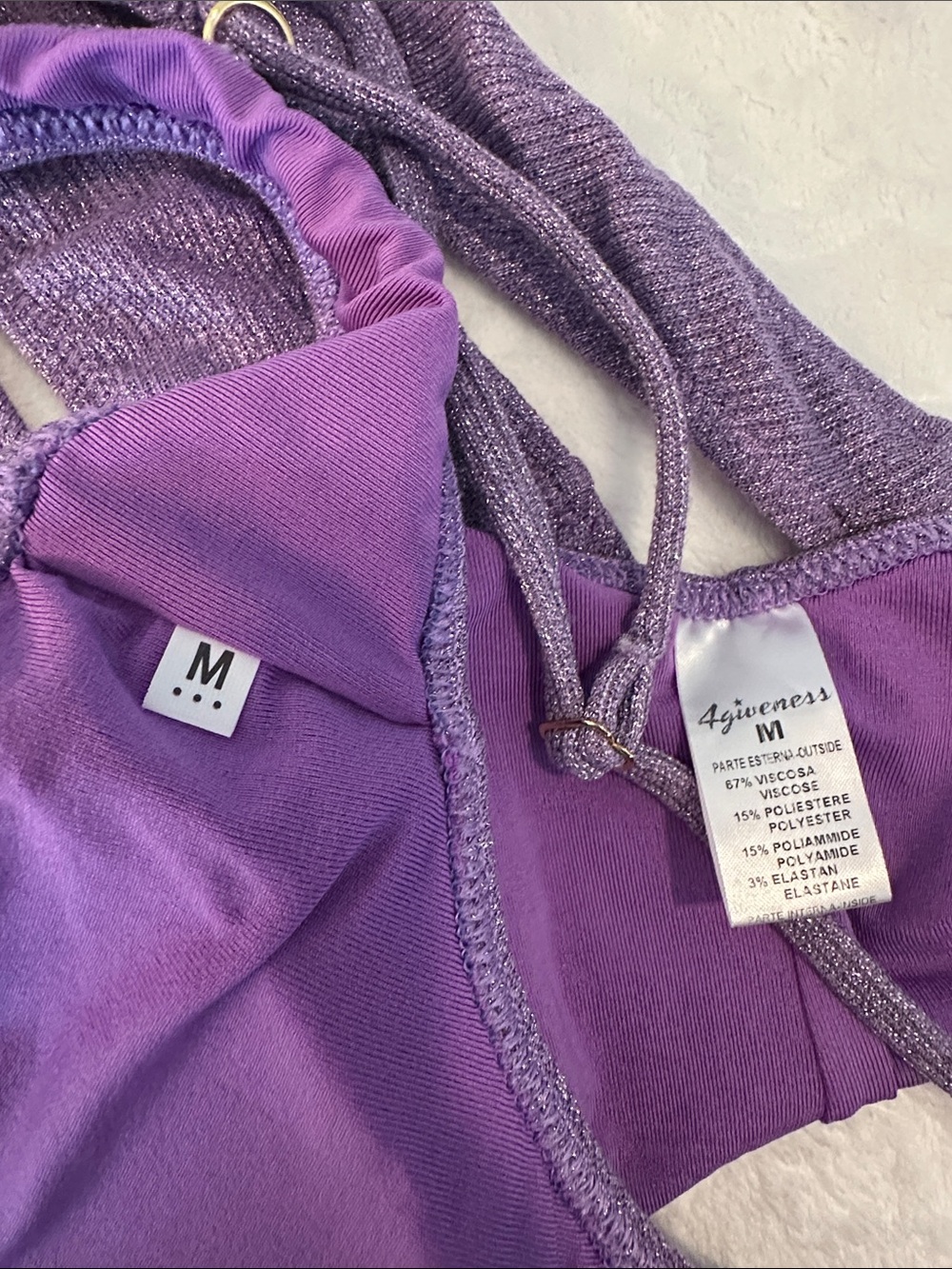 4GIVENESS Glittery Purple Bikini Set Size M - Picture 6 of 6
